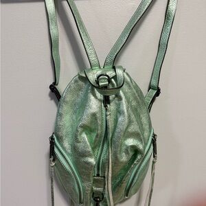 Rebecca Minkoff Leather Metallic Green Backpack